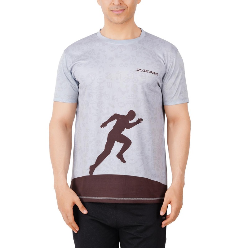 Zakpro Sports Men’s Running T-Shirt (Grey Run)
